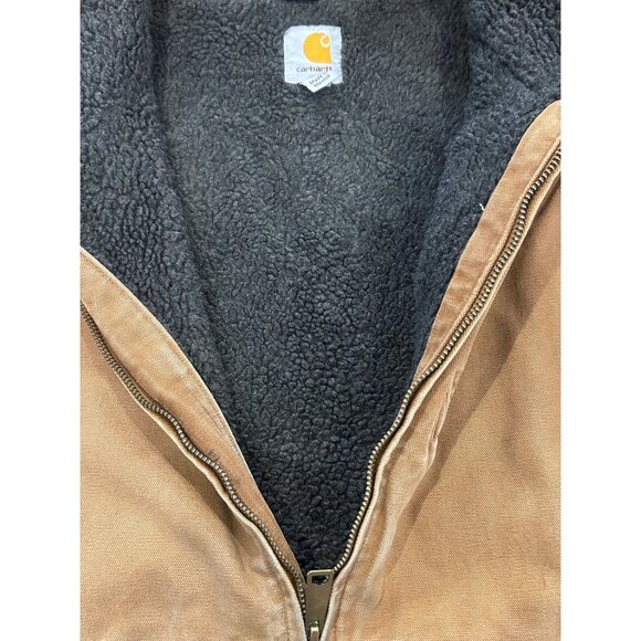 Carhartt V33-211 Sandstone Sherpa-Lined Mock-Neck Vest Full Zip Brown Men's XL - Picture 6 of 8
